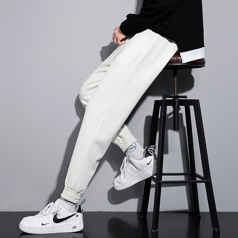 路森男裤子休闲运动裤棉感宽松情侣卫裤春秋女束脚户外跑步裤针织