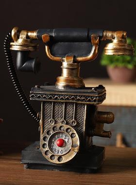 美式复古电话机模型摆件创意电视柜酒柜书房书架样板房装饰工艺品