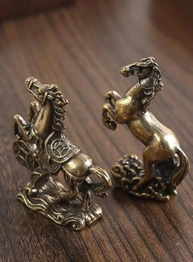 黄铜马上小摆件家居桌面茶宠时来运转纯铜工艺品马到成功生肖马