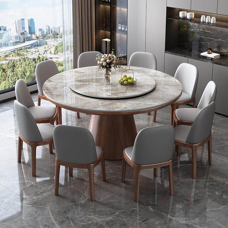 岩板餐桌椅组合圆形现代简约轻奢大圆桌带转盘实木家用电磁炉饭桌,淘宝优惠券,粉丝福利购,淘宝优惠卷