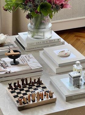 OMENIA轻奢样板间茶几书房桌面摆件仿真书籍可翻页书软装拍摄道具