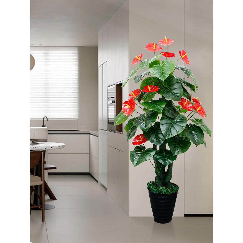 仿真红掌植物室内大型盆栽客厅假花造景绿植仿真花落地高摆件装饰,淘宝优惠券,粉丝福利购,淘宝优惠卷