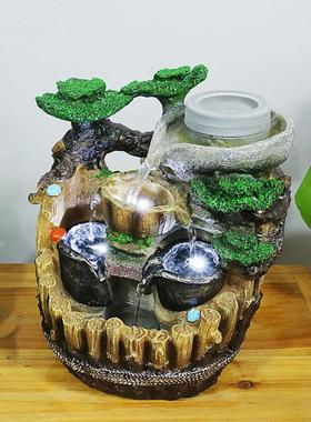 假山流水招财摆件喷泉客厅水幕墙景观循环小鱼缸玄关风水球轮高山