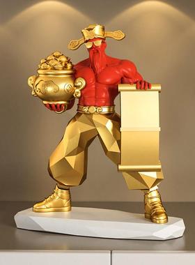 肌肉财神爷摆件开业大吉礼物前台收银台二维码收钱店铺招财装饰品