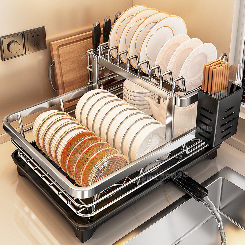 Dish storage rack drain chopstick cage bowl rack kitchen rack stainless steel dishes and chopsticks bowl plate drain basket