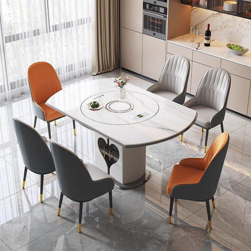 智能语音高端岩板餐桌电磁炉暖菜板电动转盘一体桌家用可折叠饭桌,淘宝优惠券,粉丝福利购,淘宝优惠卷