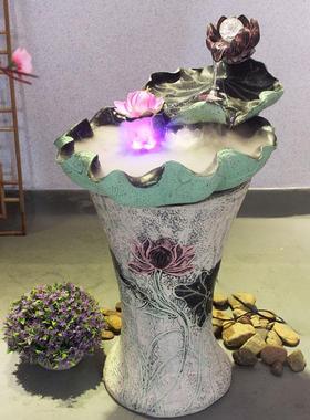 2024创意风水轮开启礼物室内桌面鱼缸带来财富和宝藏流水喷泉装饰