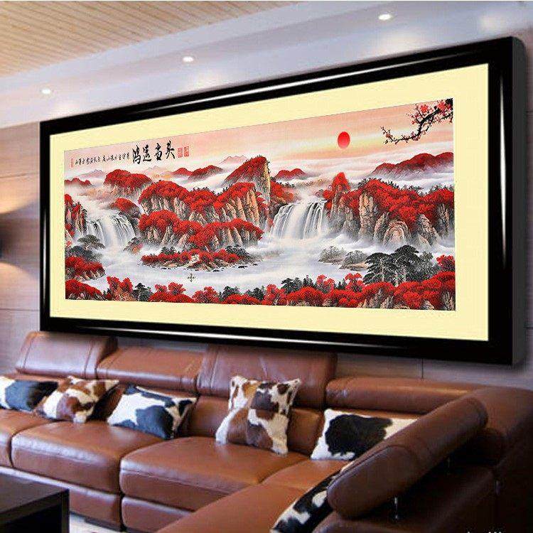 纯手工十字绣成品钻石画鸿运当头新款客厅沙发背景墙装饰山水画,淘宝优惠券,粉丝福利购,淘宝优惠卷