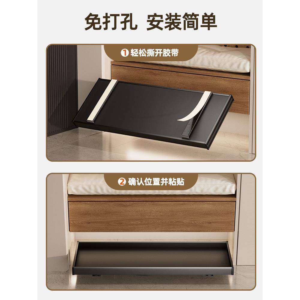 踢脚抽屉鞋柜下方托盘家用鞋子反弹入户门口玄关换鞋定制抽滑轮子,淘宝优惠券,粉丝福利购,淘宝优惠卷