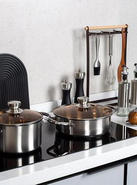 样板间厨房摆件组合软装饰品不锈钢锅具砧板花艺展厅道具现代轻奢