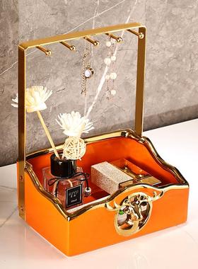 现代轻奢玄关放钥匙收纳摆件入户进门口鞋柜挂钥匙置物架化妆品盒