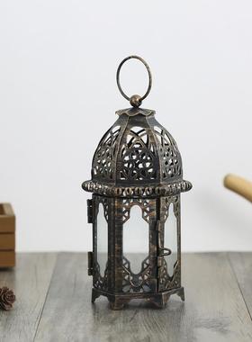 遇光成诗欧式烛台铁艺镂空复古装饰灯笼摆件精美艺品浪漫