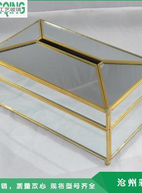 厂家供应 几何玻璃花房 玻璃抽纸盒 客厅卧房摆设抽纸盒