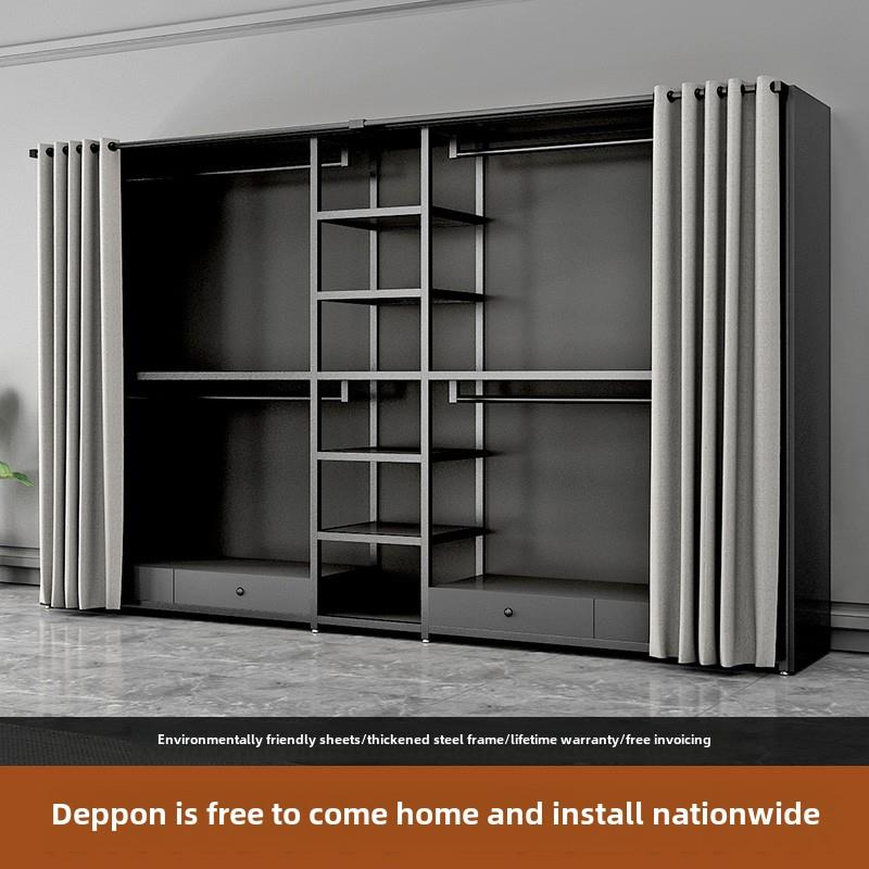 开放式衣柜新2024流行卧室独立衣架钢框架结构衣架金属悬挂衣柜 - 图0