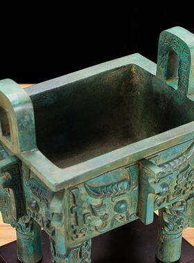 鼎摆件纯铜大鼎兽面纹方鼎洛阳鼎铜鼎落地大型仿古青铜鼎开业礼品