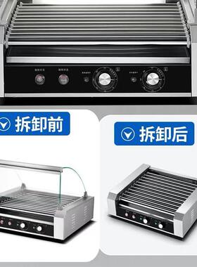 跨境代发电热自动热狗烤肠机摆摊商用全自动双温不锈钢脆皮高效