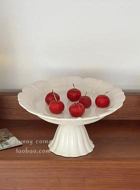 法式覆古高脚陶瓷托 托盘摆件香水化妆品首饰展示收纳盘桌面置物