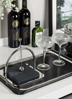 现代轻奢样板间厨房摆件橱柜展厅软装饰品花艺不锈钢锅具套装组合