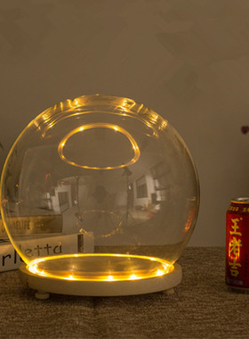 家居客厅卧室装饰品桌面发光灯座球形玻璃罩儿童房间摆设创意礼物