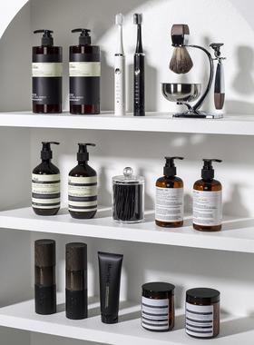 浴室柜饰品样板房浴室男士剃刀洗液瓶棉签管牙刷展厅软装