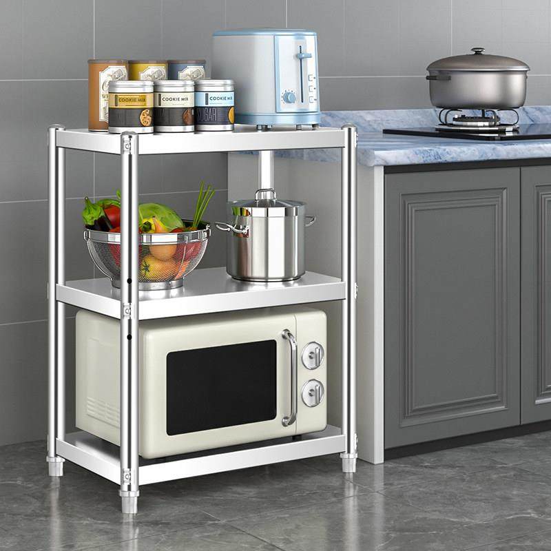 不锈钢厨房置物架落地多层微波炉烤箱收纳小架子家用储物货架锅架,淘宝优惠券,粉丝福利购,淘宝优惠卷