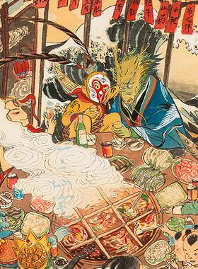 一二山皇小小人间烟火水墨画 画客厅玄关电表箱沙发墙饭厅装饰画