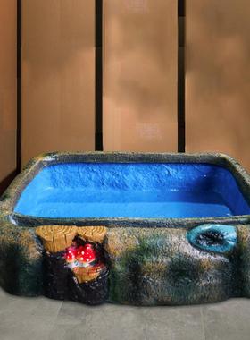 树脂鱼池假山流水喷泉底座大型阳台庭院别墅造景装饰大水池养鱼缸