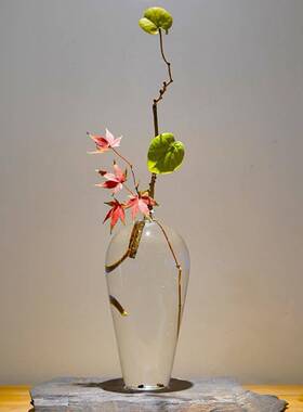 吹制透明玻璃花瓶插花水培花器摆件家居客厅餐桌装饰品禅意观音瓶