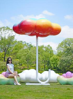 网红云朵秋千雕塑座椅户外景区沙滩拍照美陈打卡公园草坪装饰摆件