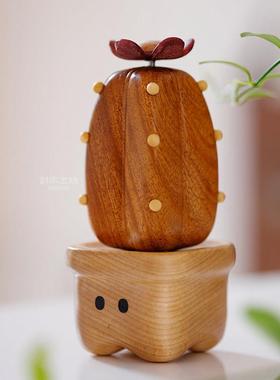 仙人掌球/创木工坊实木客厅玄关桌面摆件创意礼物送朋友