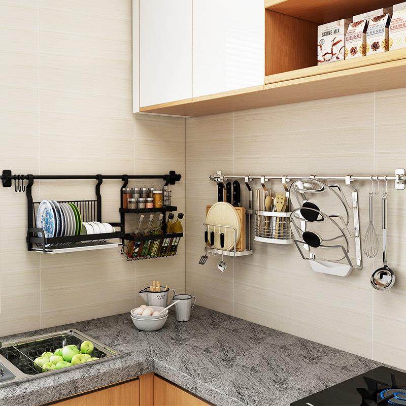 沥水碗架厨房挂件置物架墙壁挂式刀架不锈钢挂架多功能免打孔挂杆,淘宝优惠券,粉丝福利购,淘宝优惠卷