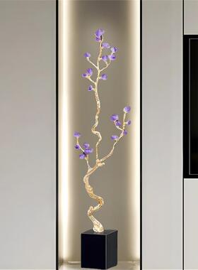 招财紫水晶入门玄关摆件轻奢高端细长电视柜旁台面装饰乔迁新居