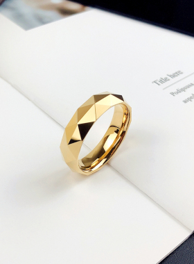 花京远男士钨金菱形不掉色戒指