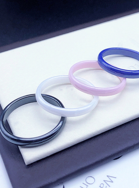 黑白陶瓷食指戒指女潮时尚个性