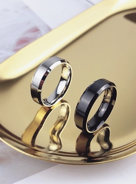 花京远男女款钛钢简约拉丝面戒指