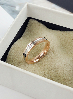 花京远男女款钛钢对戒镶钻戒指