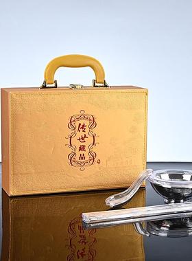 新款百福银碗银勺银筷三件套 会销百福银碗礼品 金属银碗套装