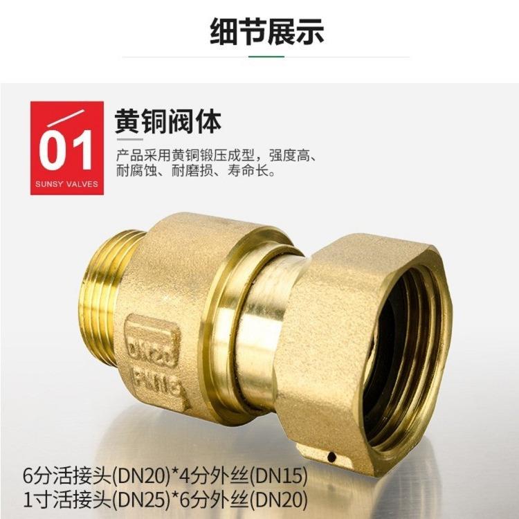 全铜水表伸缩止回阀 防空转表前阀 逆止阀 表后单向阀活接水表前 - 图0