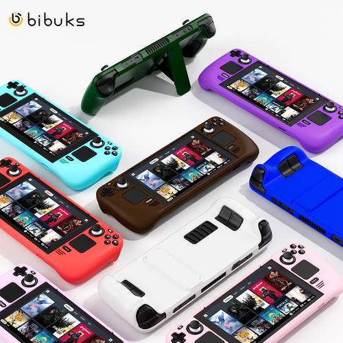 bibuks官方steamdeck(OLED)保护壳适用steam游戏掌机保护套防摔防滑散热带支架LCD主机通用全包亲肤硬壳配件 - 图0