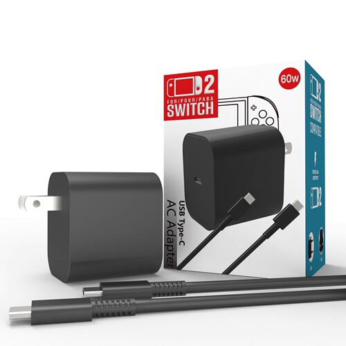 bibuks适用于任天堂Switch2充电器60W快充电源适配器Switch/oled/Lite充电线日版港版国行通用NS2新款配件 - 图0