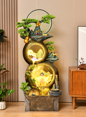 葫芦流水摆件假山喷泉中式禅意家居客厅庭院办公室开业招财装饰品