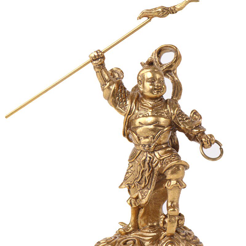 极速纯黄铜哪吒摆件哪吒三太子铜像风水家居供奉神像工艺品装饰品