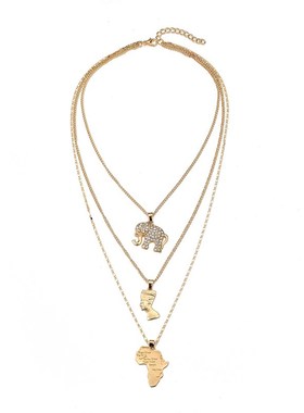 Fashion Simple Alloy Human Head Elephant Pendant Ladies Neck