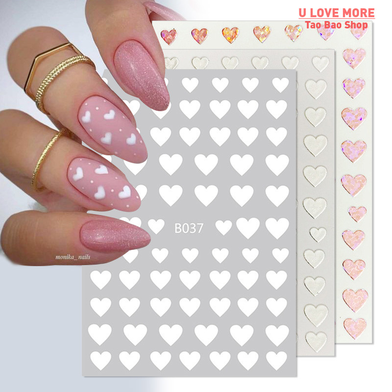 1PC 3D Nail Stickers Black Heart Love Self-Adhesive Slider L - 图3