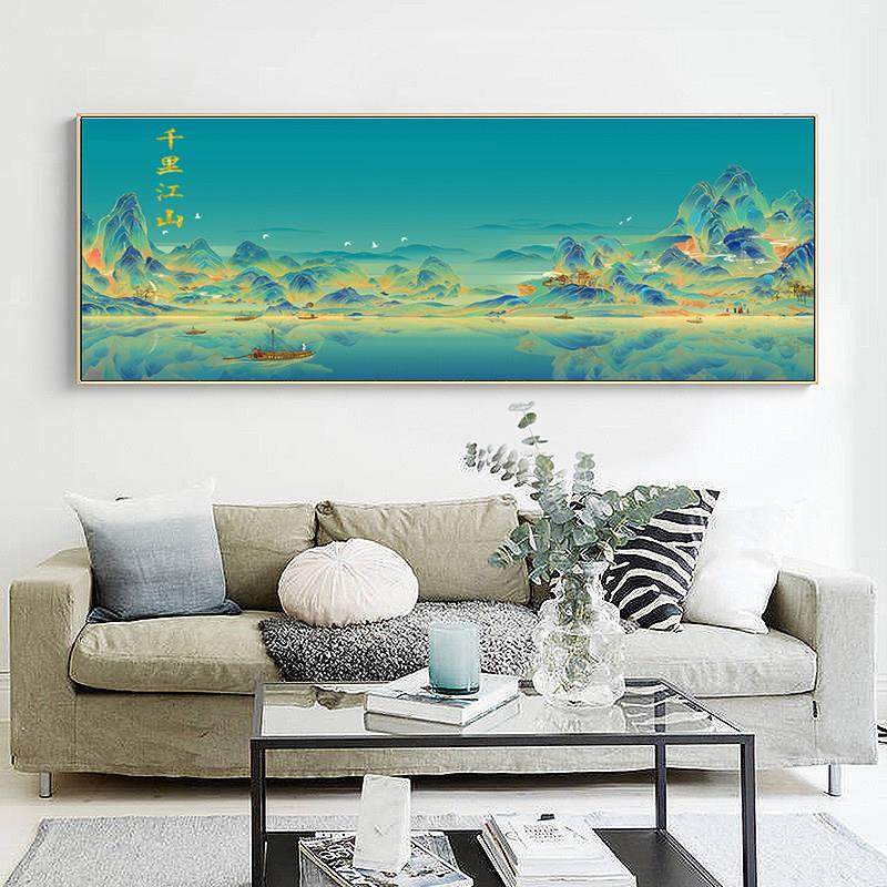 钻石画千里江山图5d钻2022新款满客厅风景山水砖石画十字绣2023,淘宝优惠券,粉丝福利购,淘宝优惠卷
