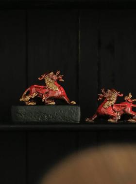墨修缘招财貔貅摆件一对家居陶瓷皮丘客厅茶几装饰品办公桌送礼品
