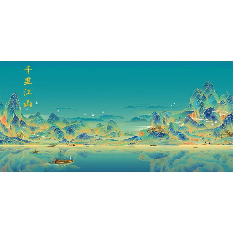 钻石画千里江山图5d钻2022新款满客厅风景山水砖石画十字绣2023,淘宝优惠券,粉丝福利购,淘宝优惠卷