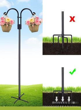 新款牧羊钩工艺品花园双钩盆栽园艺地插杆装饰灯挂钩架铁艺手工