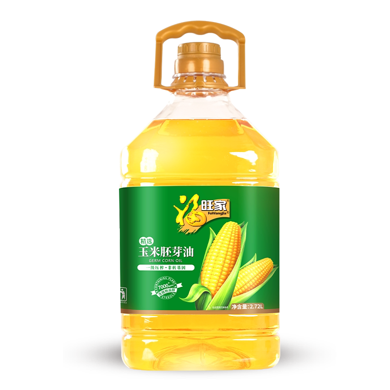 福旺家玉米油非转基因压榨玉米胚芽油5L食用油家庭用烘焙2.7L桶装