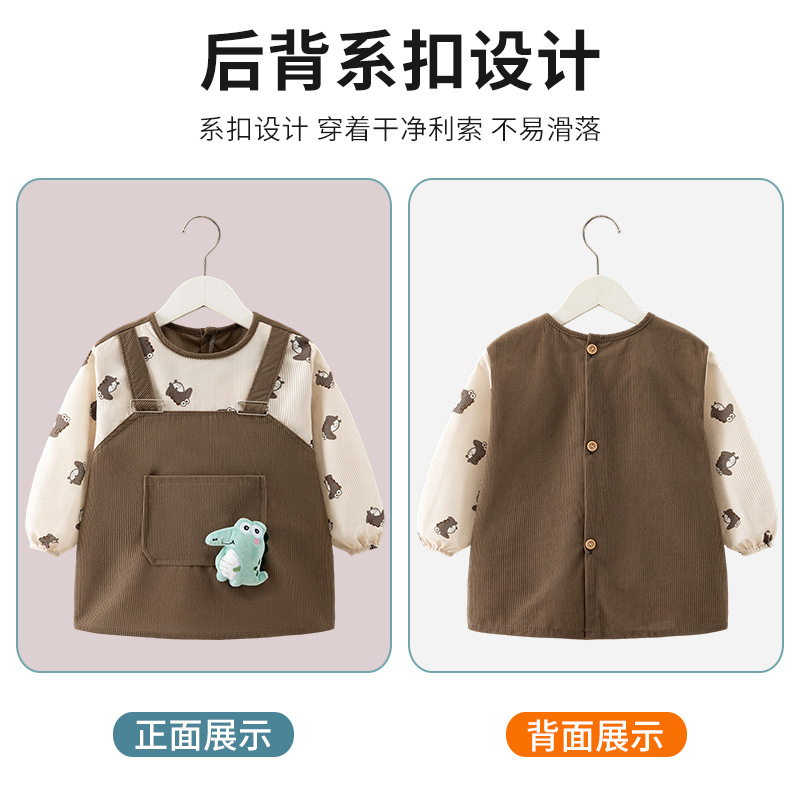 Children's smock, baby eating bib, autumn and winter apron, waterproof baby anti-dirty protective clothing, men's and women's baby bib, reverse wearing